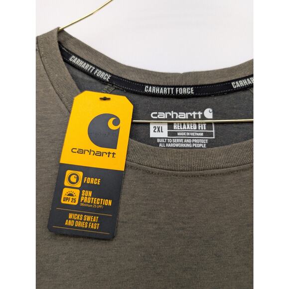 NWT Carhartt Force Relaxed Fit Midweight Pocket T-Shirt in Basil Heather 2XL - Picture 3 of 5